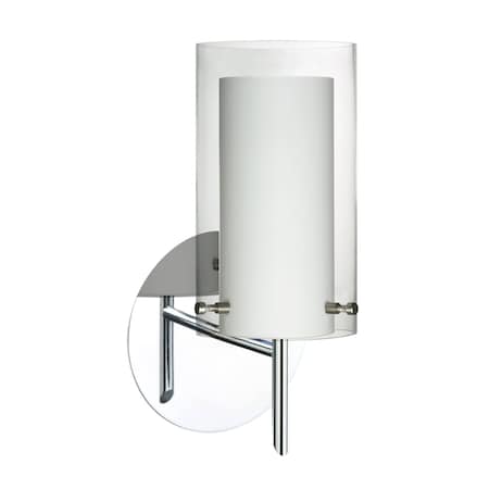 Besa Lighting Pahu 4 Mini Sconce, Clear/Opal, Chrome Finish, 1x5W LED 1SW-C44007-LED-CR